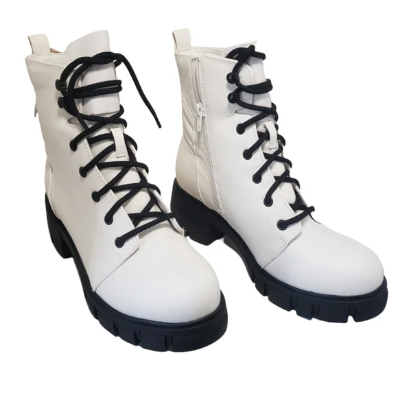 MIA Tauren Faux Leather Combat Boots Women's Size 9 Chassidy White Malta - Picture 5 of 16